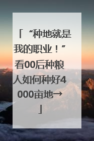 “种地就是我的职业！”看00后种粮人如何种好4000亩地→