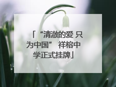“清澈的爱 只为中国” 祥榕中学正式挂牌
