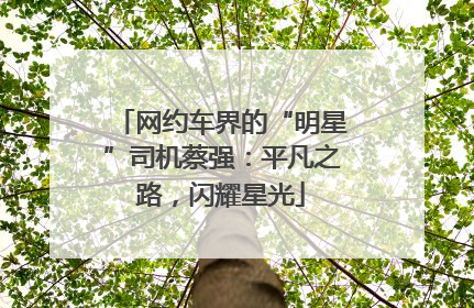 网约车界的“明星”司机蔡强：平凡之路，闪耀星光