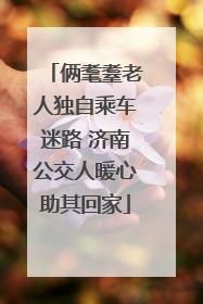 俩耄耋老人独自乘车迷路 济南公交人暖心助其回家