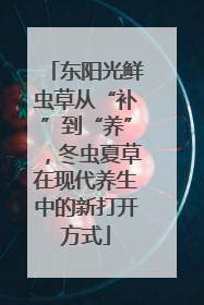 东阳光鲜虫草从“补”到“养”，冬虫夏草在现代养生中的新打开方式