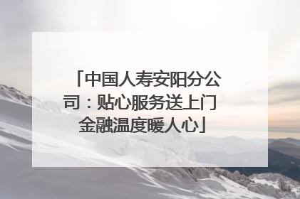 中国人寿安阳分公司：贴心服务送上门 金融温度暖人心