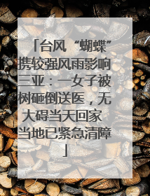 台风“蝴蝶”携较强风雨影响三亚：一女子被树砸倒送医，无大碍当天回家 当地已紧急清障