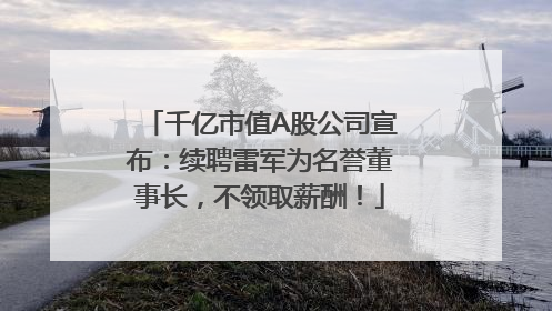 千亿市值A股公司宣布：续聘雷军为名誉董事长，不领取薪酬！