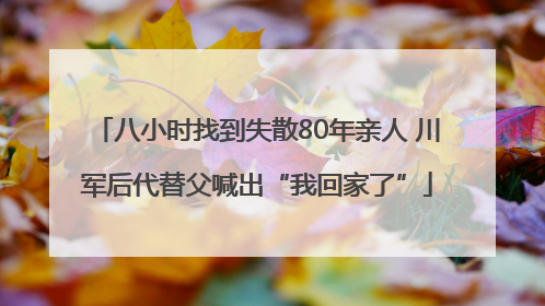 八小时找到失散80年亲人 川军后代替父喊出“我回家了”