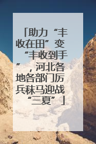 助力“丰收在田”变“丰收到手”，河北各地各部门厉兵秣马迎战“三夏”