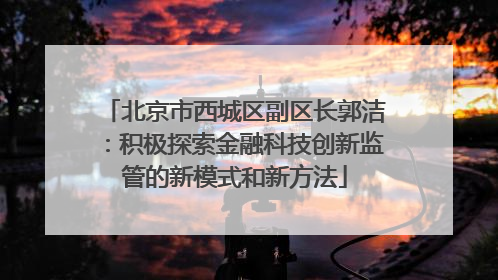 北京市西城区副区长郭洁：积极探索金融科技创新监管的新模式和新方法