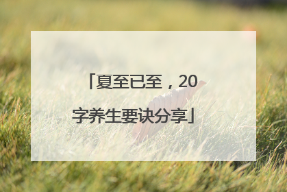 夏至已至，20字养生要诀分享