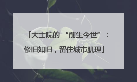 大士院的 “前生今世”：修旧如旧，留住城市肌理