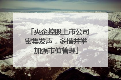 央企控股上市公司密集发声，多措并举加强市值管理