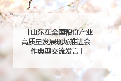 山东在全国粮食产业高质量发展现场推进会作典型交流发言