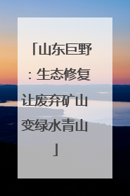 山东巨野：生态修复让废弃矿山变绿水青山