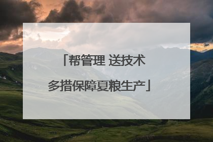 帮管理 送技术 多措保障夏粮生产