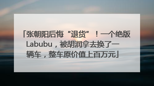 张朝阳后悔“退货”！一个绝版Labubu，被胡润拿去换了一辆车，整车原价值上百万元