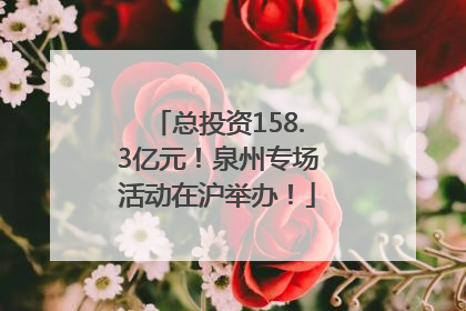 总投资158.3亿元！泉州专场活动在沪举办！