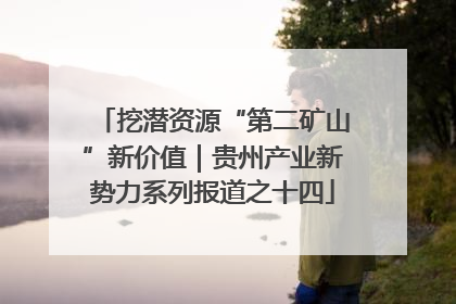 挖潜资源“第二矿山”新价值｜贵州产业新势力系列报道之十四