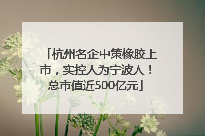 杭州名企中策橡胶上市，实控人为宁波人！总市值近500亿元