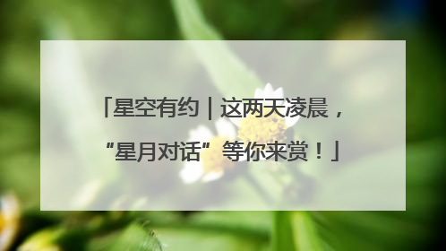 星空有约｜这两天凌晨，“星月对话”等你来赏！
