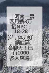 河南一景区月薪3万招NPC：18-28岁，体力好、颜值高、会聊天！已有1000多人应聘