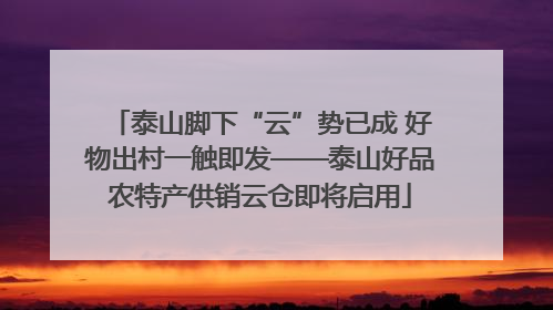 泰山脚下“云”势已成 好物出村一触即发——泰山好品农特产供销云仓即将启用