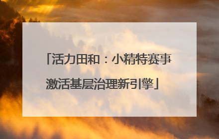 活力田和：小精特赛事激活基层治理新引擎