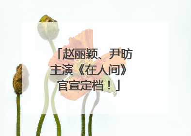赵丽颖、尹昉主演《在人间》官宣定档！