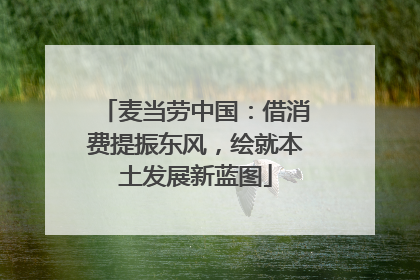 麦当劳中国：借消费提振东风，绘就本土发展新蓝图