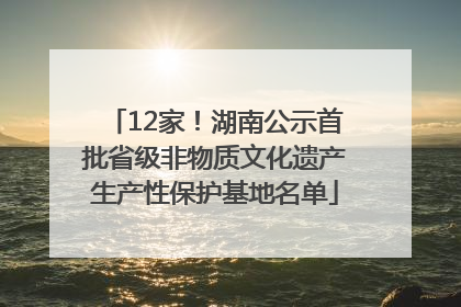 12家！湖南公示首批省级非物质文化遗产生产性保护基地名单