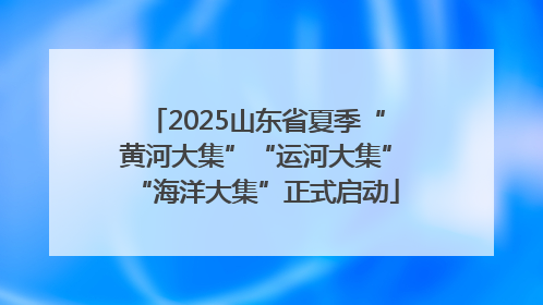 2025山东省夏季“黄河大集”“运河大集”“海洋大集”正式启动