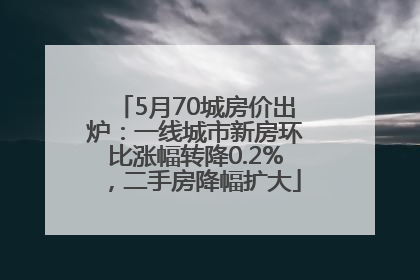 5月70城房价出炉：一线城市新房环比涨幅转降0.2%，二手房降幅扩大