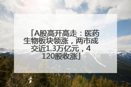 A股高开高走：医药生物板块领涨，两市成交近1.3万亿元，4120股收涨